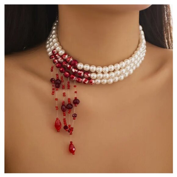 Jewelry - Gothic/Halloween bloody pearls NEW